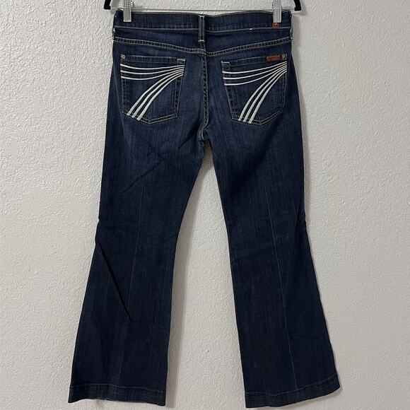 Seven For All Mankind Dojo Women’s Jeans 28x27 Low Rise Flare Dark Wash - Picture 4 of 7